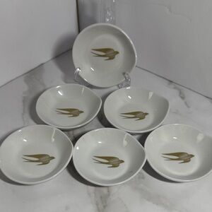 Crate&Barrel Sauce Bowls with Gold Bird Design. Brand New !!! (6)